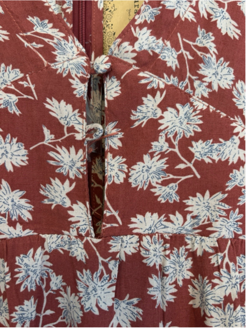 Natural Life Maxi Dress Sz Lg Red Floral Boho Cottagecore Festival Short Sleeve - Picture 8 of 8